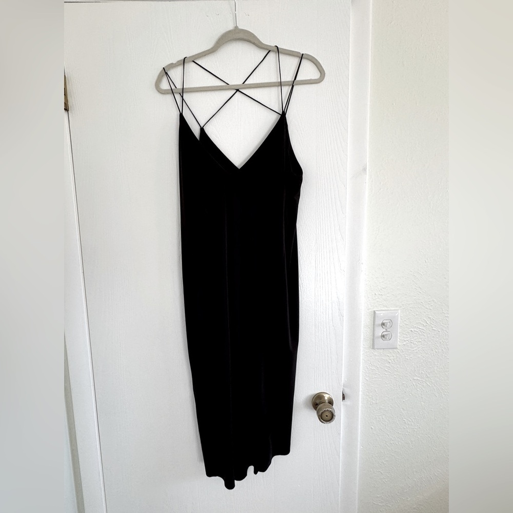 Strappy Black Dress with small slit | M